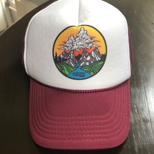 Rise Graphics Ball Cap Red Vented Snapback  Mountain Scene
